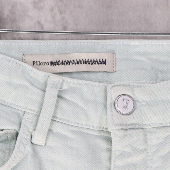 Pilcro & The Letterpress Script Jean Raw Hem Cropped Flare in Sea Foam See Descr - Picture 3 of 9